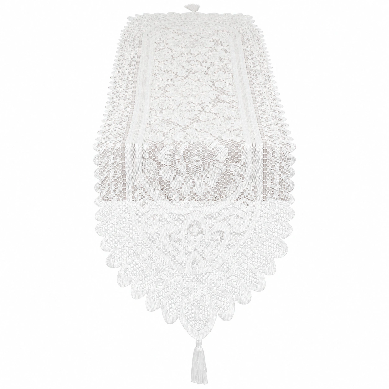 Chemin de Table en Dentelle Blanche avec Franges-FURNIAMIRAE