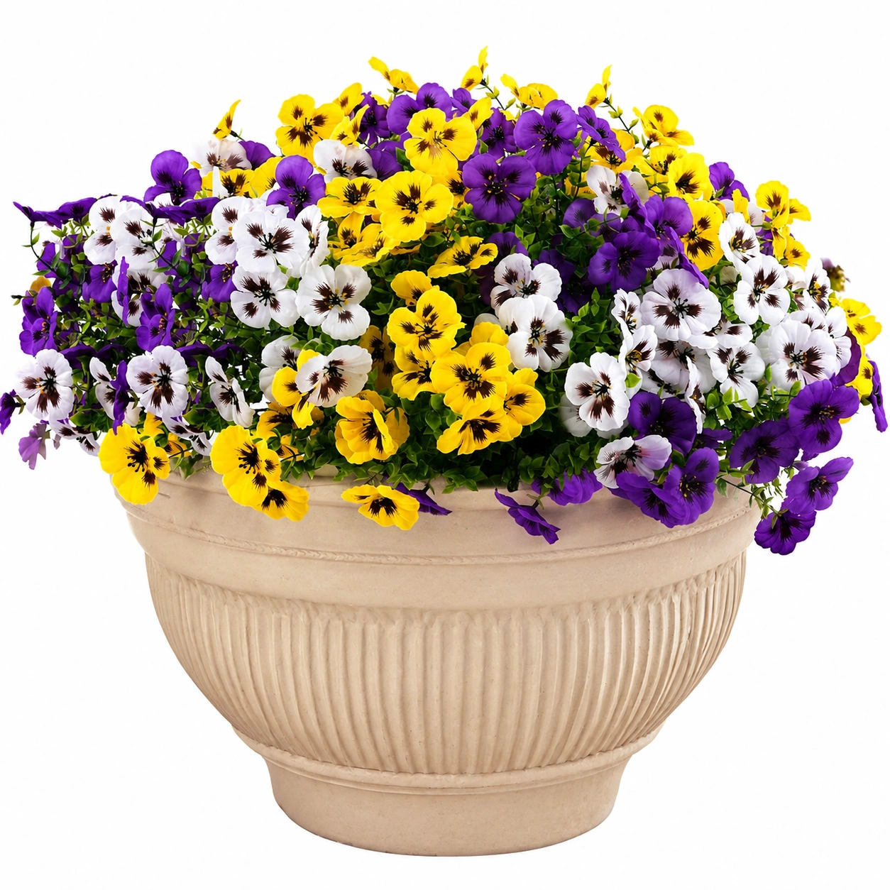 Arrangement Floral Artificiel Pensées Multicolores en Pot-HOMEELARO
