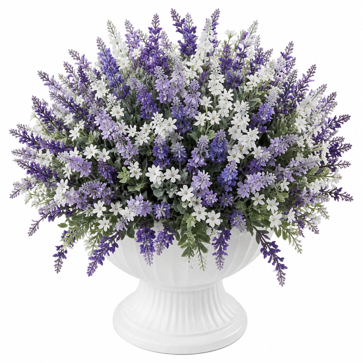 Arrangement Floral Artificiel en Lavande, Violet et Blanc avec Vase Décoratif-HOMEELARO