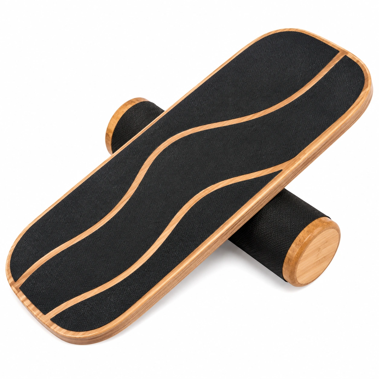 Planche d'équilibre en bois avec surface noire antidérapante-HOMEELARO