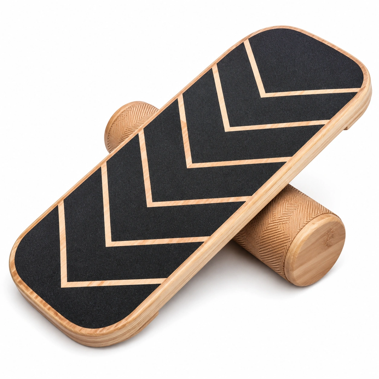 Planche d'équilibre en bois avec motif chevron noir-HOMEELARO