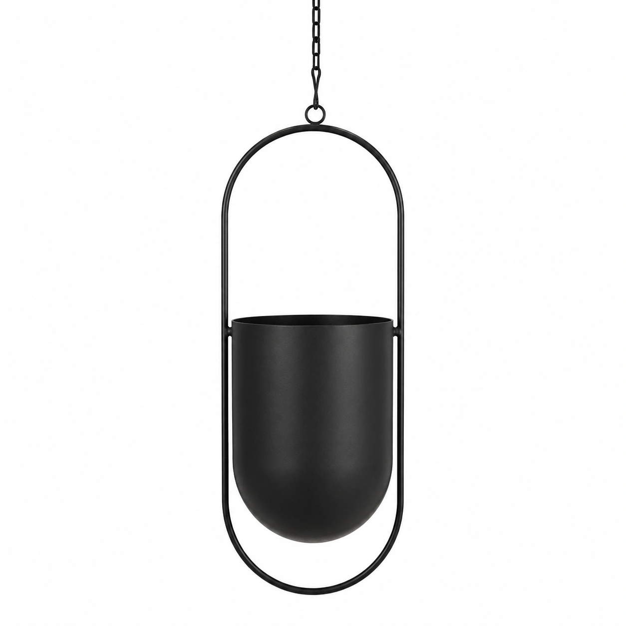 Pot de Fleur Suspendu Moderne Noir avec Chaîne-HOMEELARO
