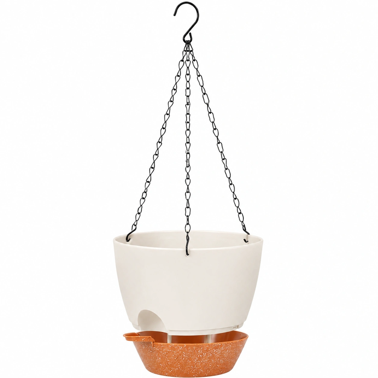 Pot de Fleurs Suspendu avec Drainage Blanc et Marron-HOMEELARO