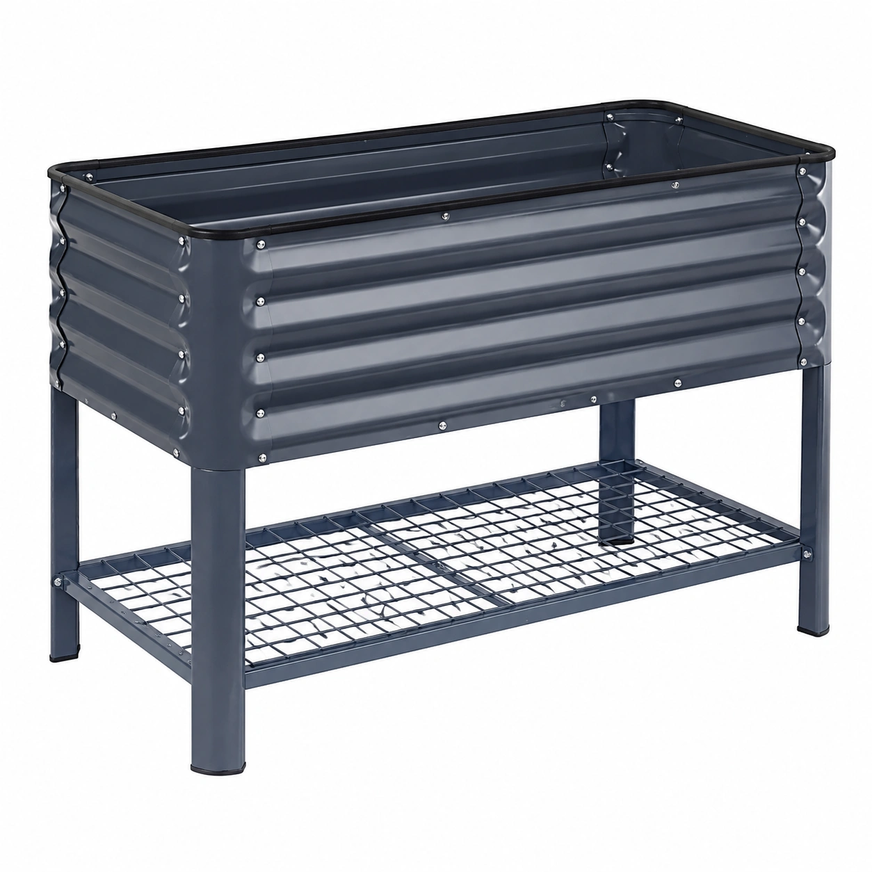 Jardinière Surélevée en Acier avec Étagère Gris-HOMEELARO