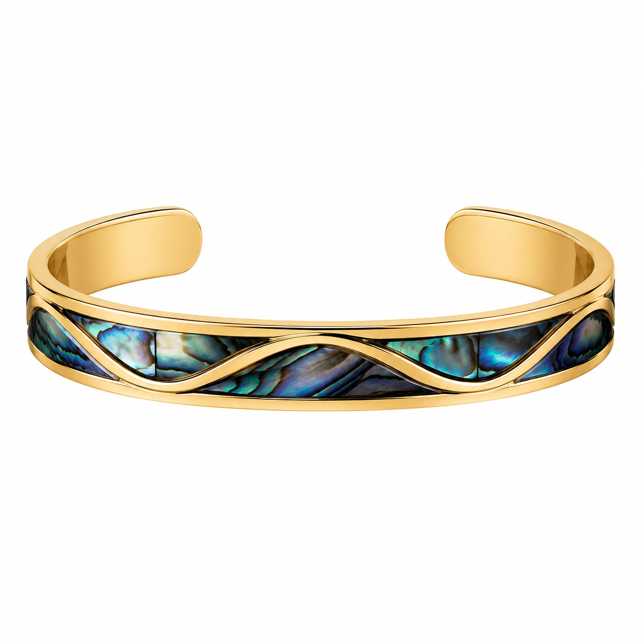 Bracelet jonc doré avec nacre incrustée-HOMEELARO