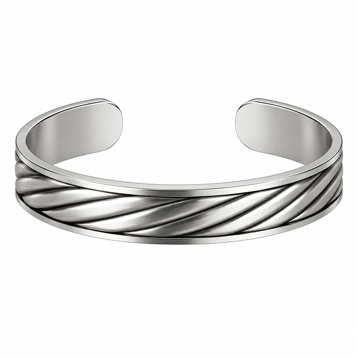 Bracelet Manchette Ouvert Design Torsadé en Argent-HOMEELARO