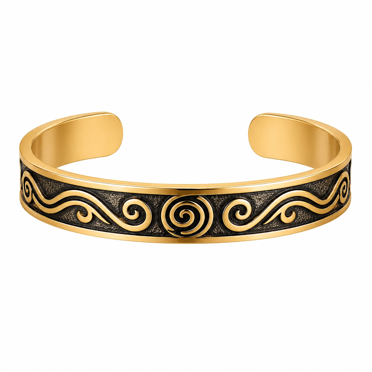 Bracelet Manchette Doré avec Motifs Spirales-HOMEELARO