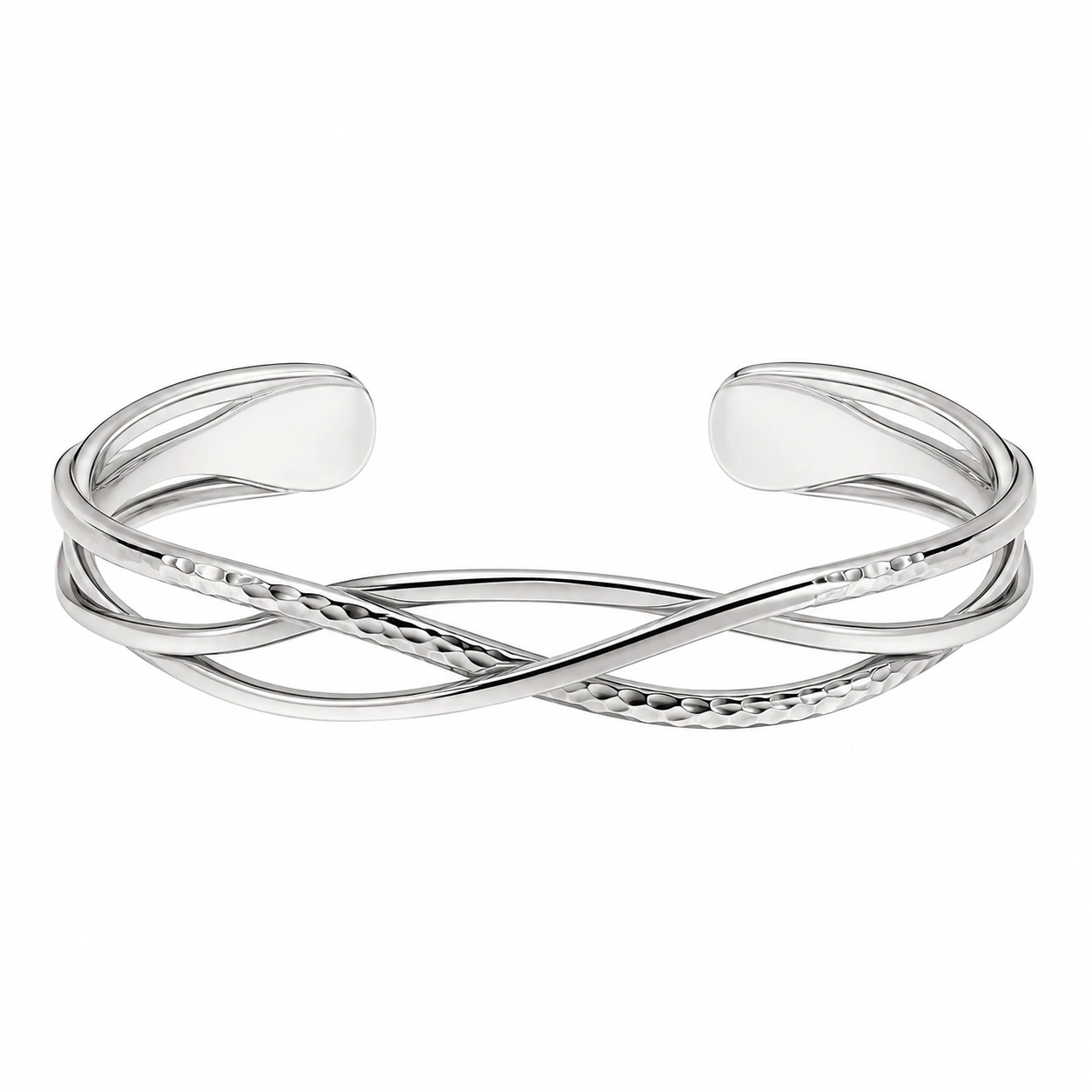 Bracelet Jonc Croisé Argenté-HOMEELARO