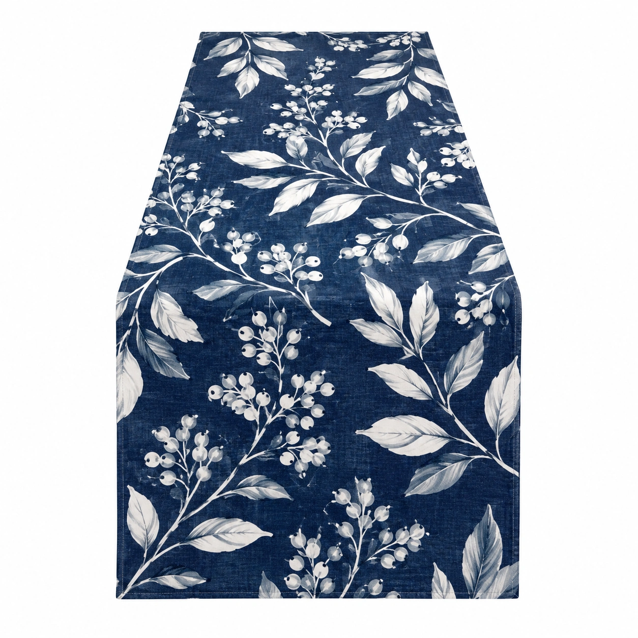 Chemin de table motif floral bleu et blanc 150 cm-HOMEELARO