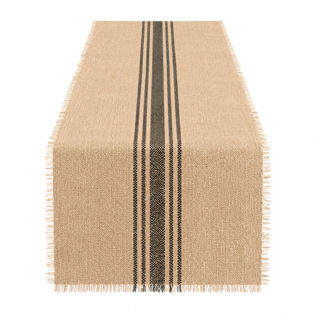 Chemin de Table en Jute Beige avec Rayures Noires - 180 cm-HOMEELARO