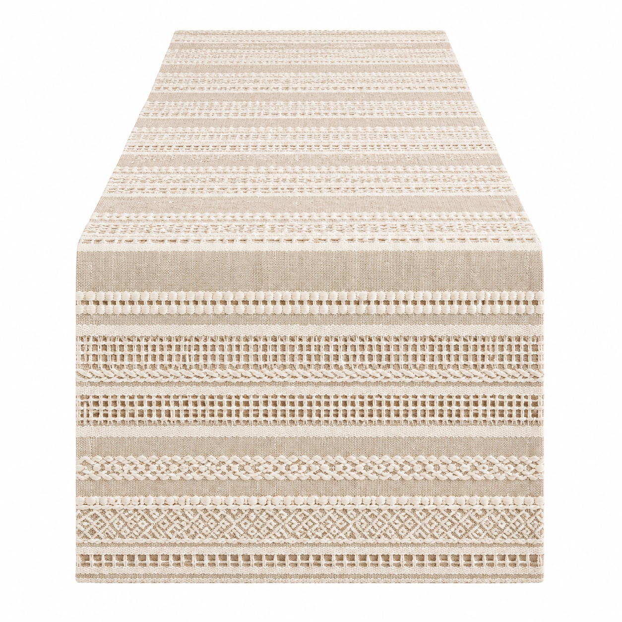 Chemin de Table Tissé Beige Motifs Géométriques-HOMEELARO