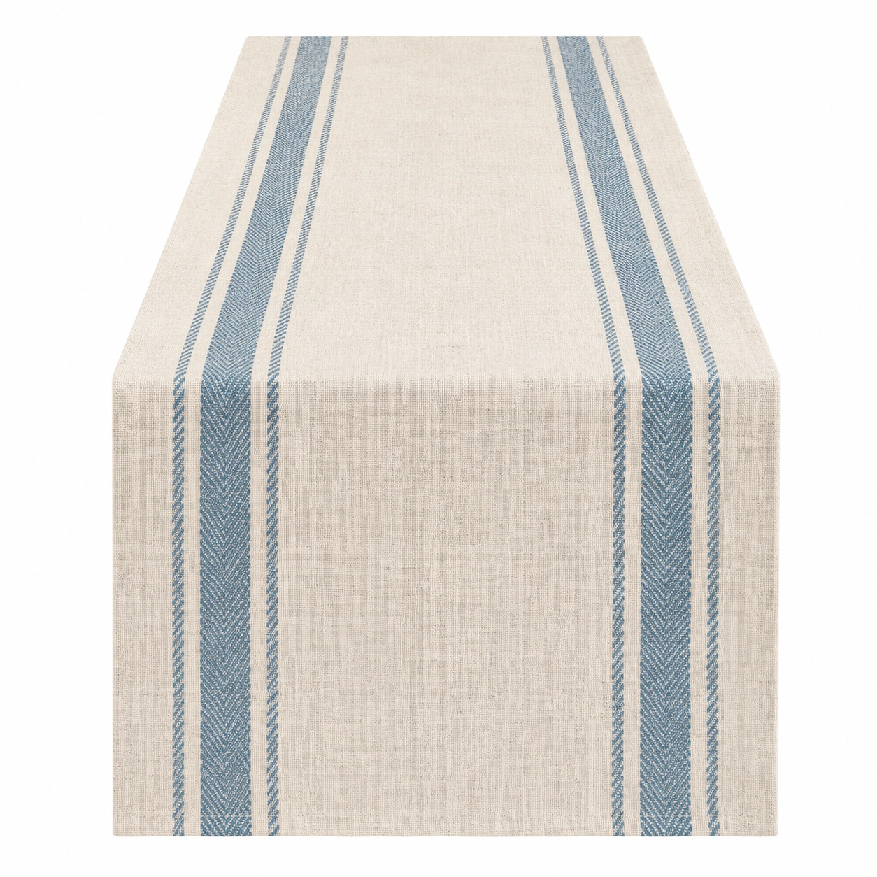 Chemin de table élégant rayures bleu et beige 180x35 cm-HOMEELARO