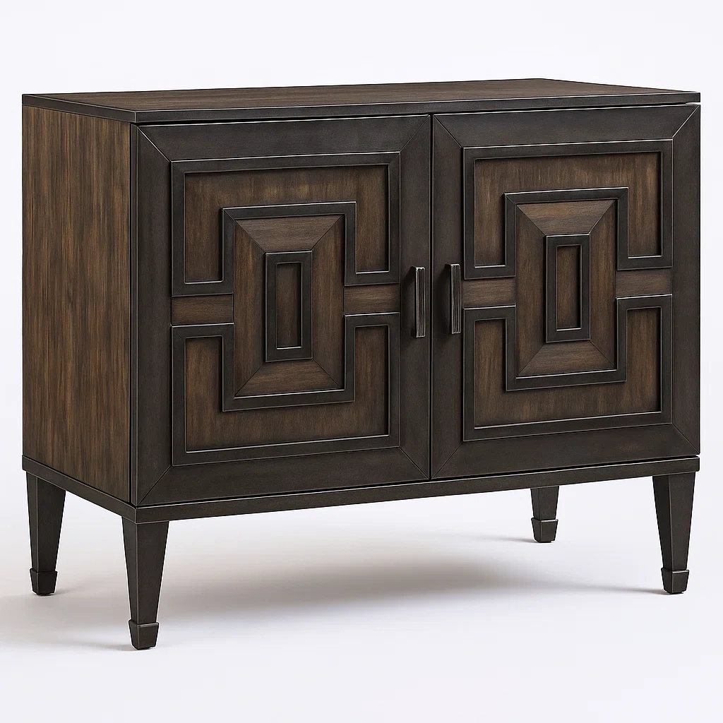 Buffet en bois marron avec portes géométriques-Homelvena