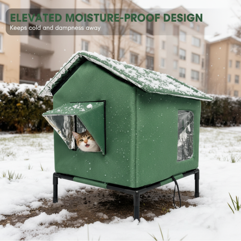 Elevated outdoor cat house
