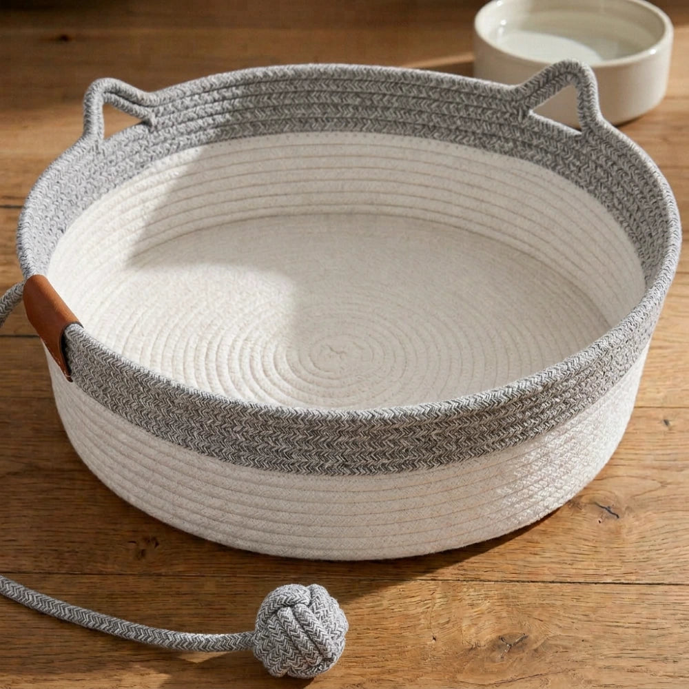 A Hand-Woven Natural Sanctuary for Your Indoor Cat