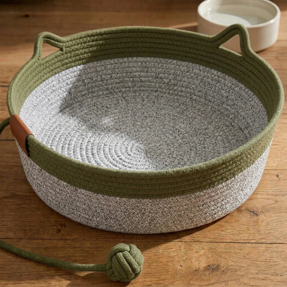 A Hand-Woven Natural Sanctuary for Your Indoor Cat