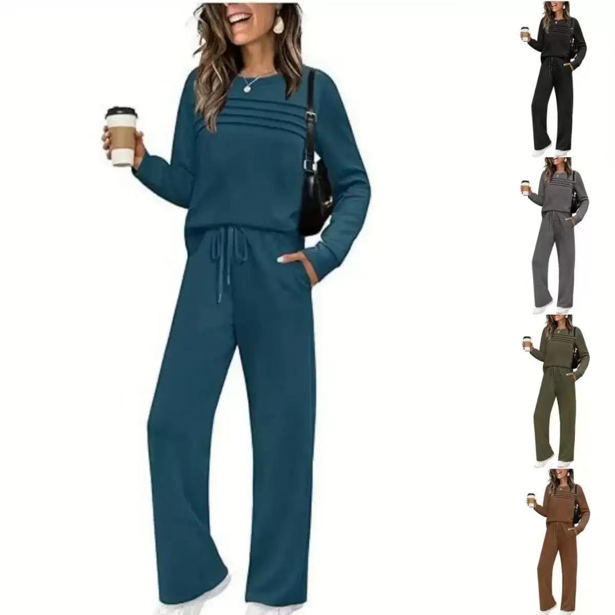 🔥LAST DAY SALE 70% OFF👍✨Women's 2026 US Casual Crew Neck Top & Drawstring Pants Set