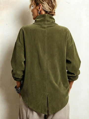 Cardigan Asimmetrico in Velluto a Coste