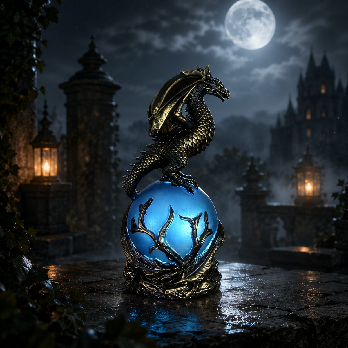 🔮Gothic Dragon LED Crystal Ball Lamp for Dark Aesthetic Decor