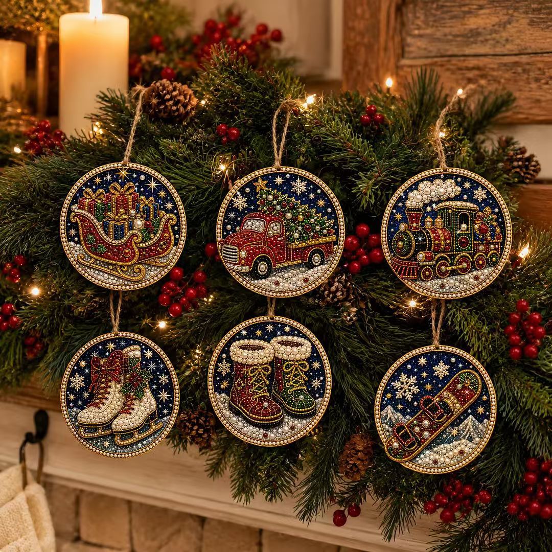 🎄LAST DAY 50% OFF 🦌 6-Pack Christmas Diamond Painting Ornament Kit | Make Beautiful Hand‐Made Decorations🎁