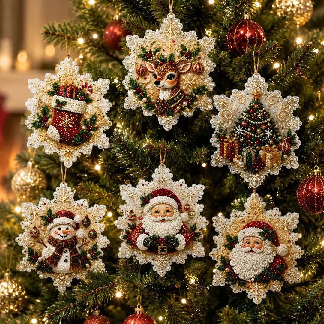 🎄LAST DAY 50% OFF 🦌 6-Pack Christmas Diamond Painting Ornament Kit | Make Beautiful Hand‐Made Decorations🎁