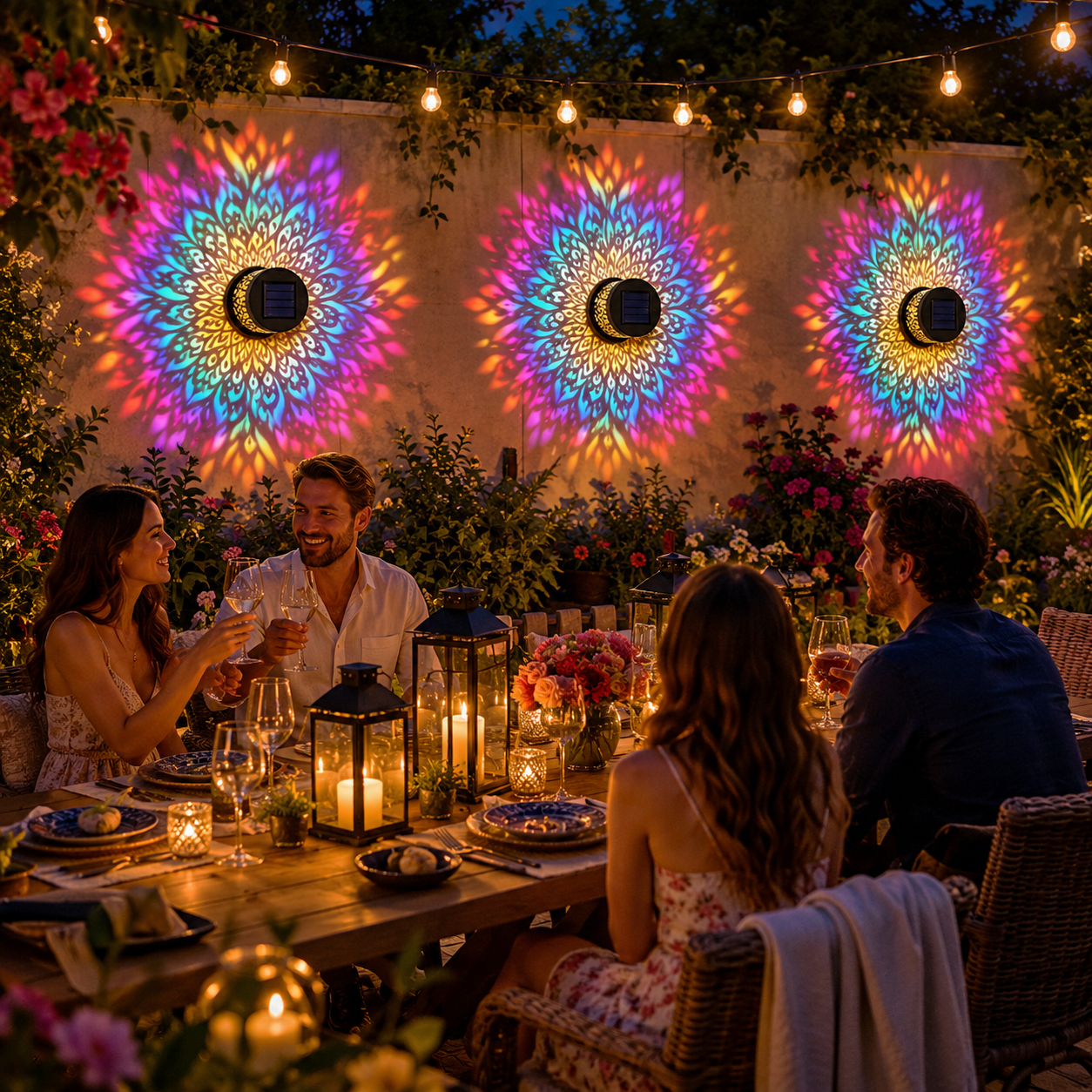 🔥65%OFF Today!🌞Solar Mandala Wall Light – Turn Your Outdoor Space Into Magical Night Art🌈