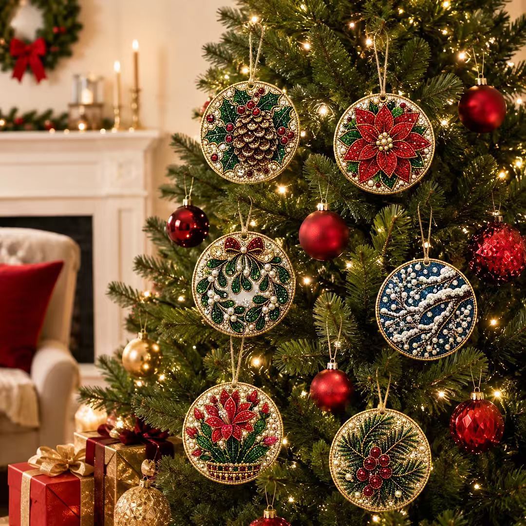 🎄LAST DAY 50% OFF 🦌 6-Pack Christmas Diamond Painting Ornament Kit | Make Beautiful Hand‐Made Decorations🎁