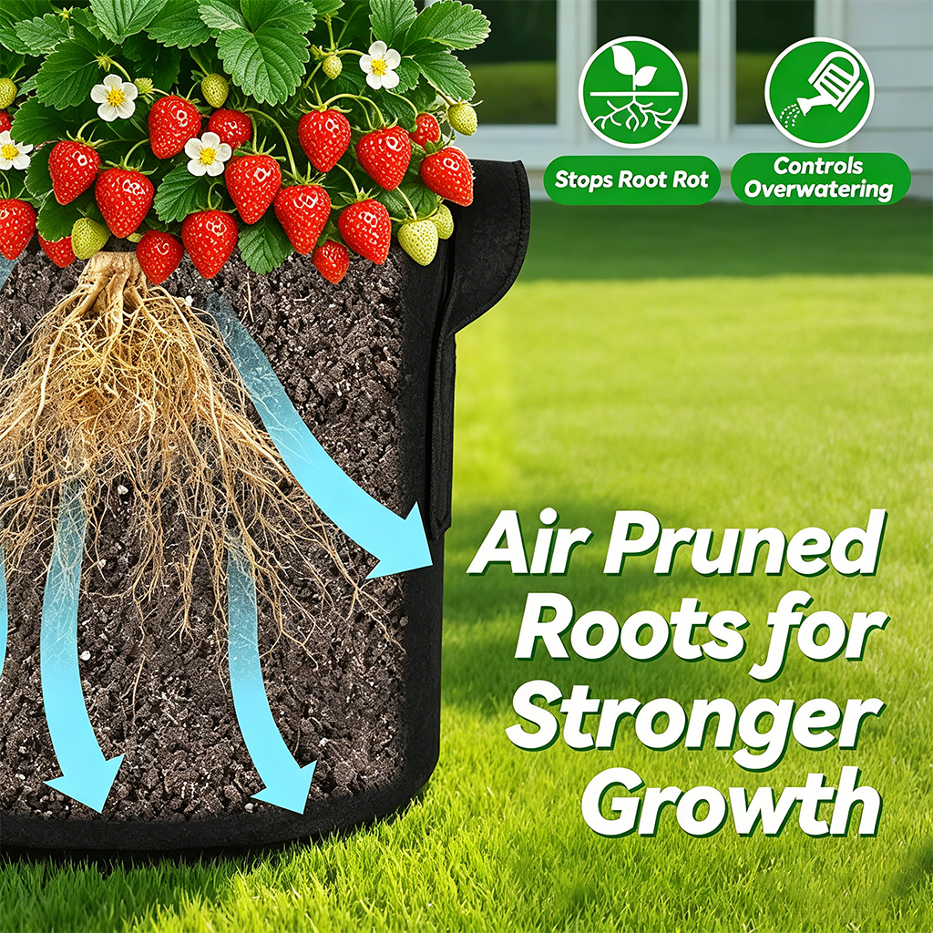 🌱 5-Pack 5 Gallon Grow Bags - Healthier Plants & Better Harvest 🍅