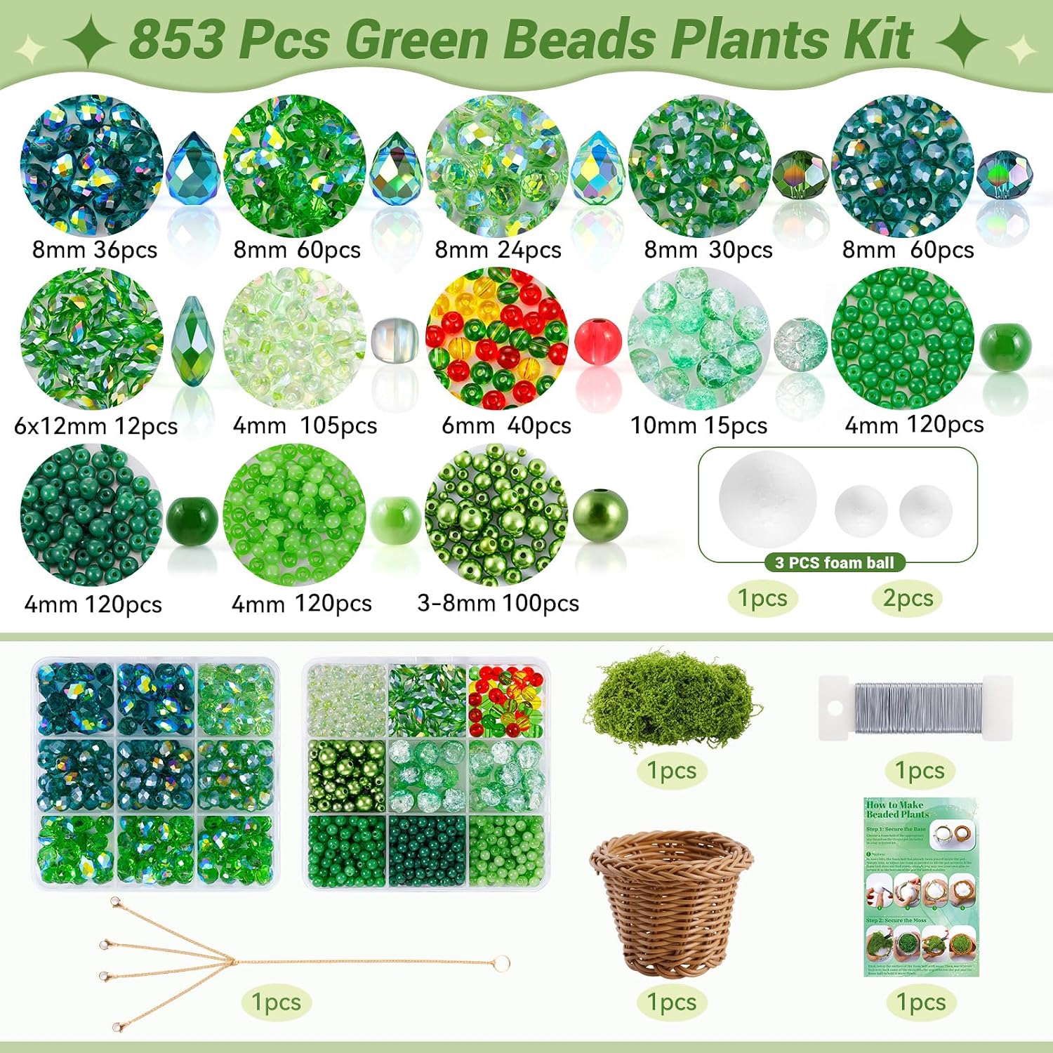 Extra-Full Crystal Beaded Hanging Plant Suncatcher (540 Beads)