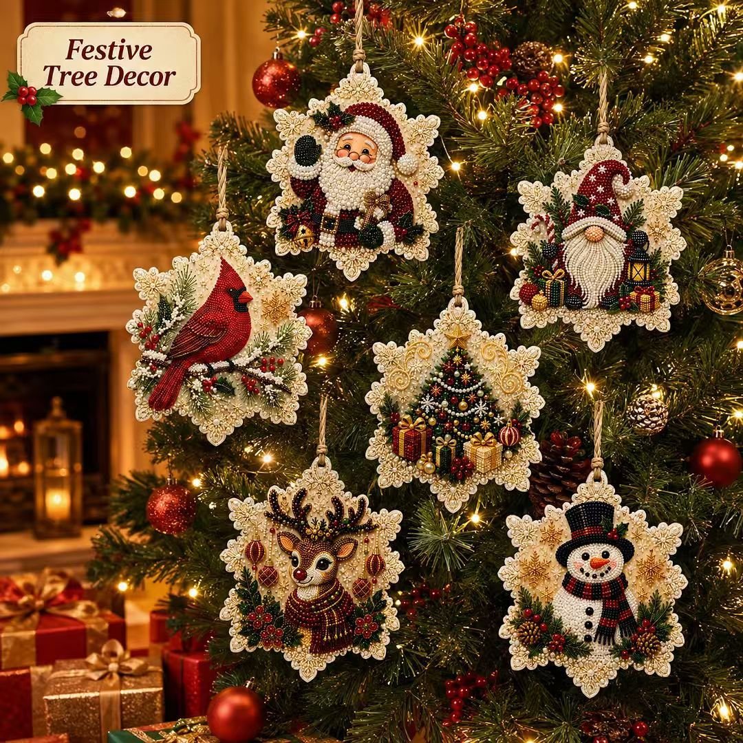 🎄LAST DAY 50% OFF 🦌 6-Pack Christmas Diamond Painting Ornament Kit | Make Beautiful Hand‐Made Decorations🎁