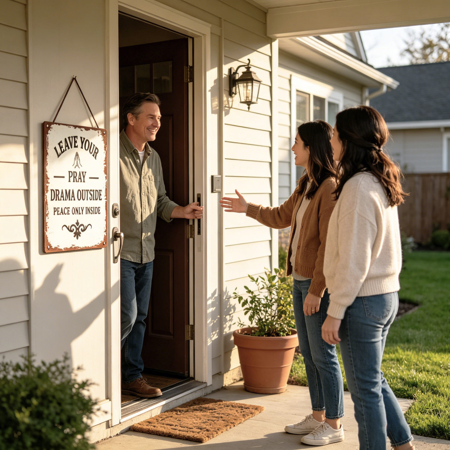 “LEAVE YOUR DRAMA OUTSIDE” Hanging Sign - Guard Your Sanctuary