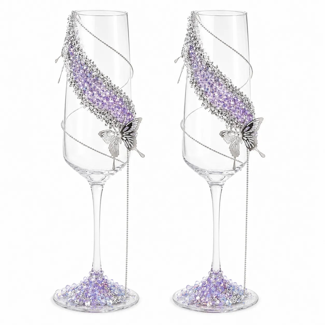 🔥 LAST DAY 50% OFF 🔥 DIY Crystal Rhinestone Butterfly Toast Champagne Flute Kit ✨