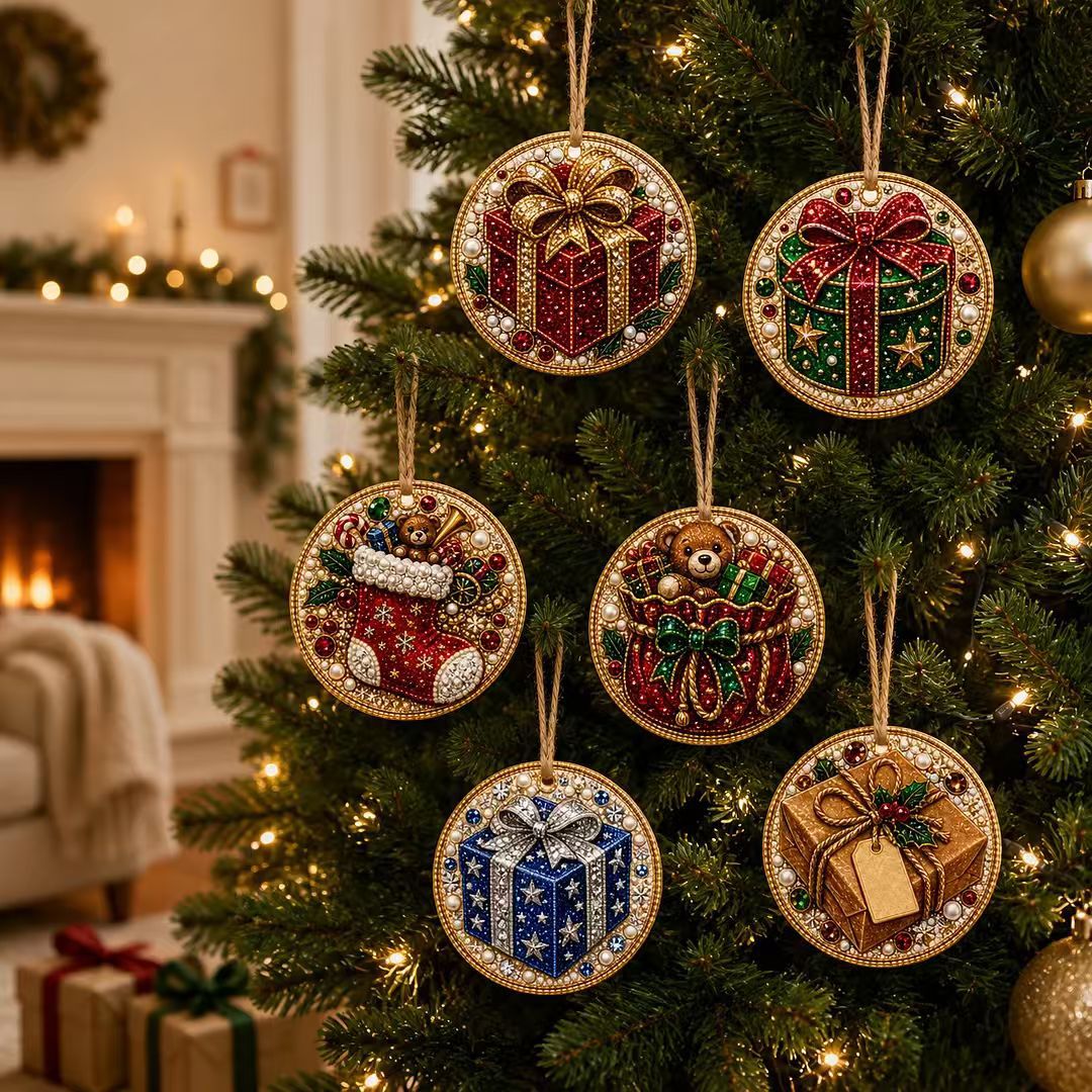 🎄LAST DAY 50% OFF 🦌 6-Pack Christmas Diamond Painting Ornament Kit | Make Beautiful Hand‐Made Decorations🎁