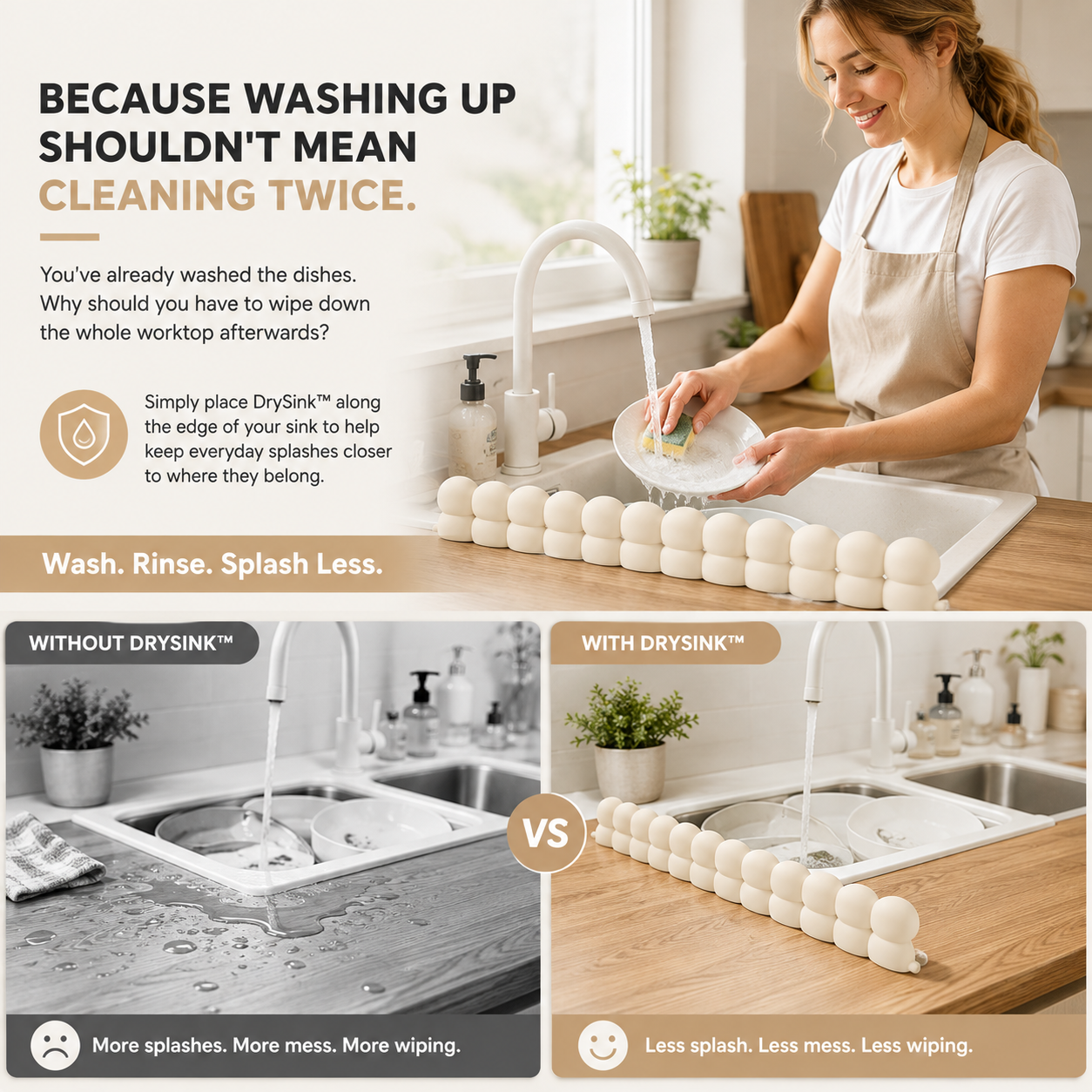 DrySink™ Silicone Sink Splash Guard – Keep Clothes & Countertops Dry