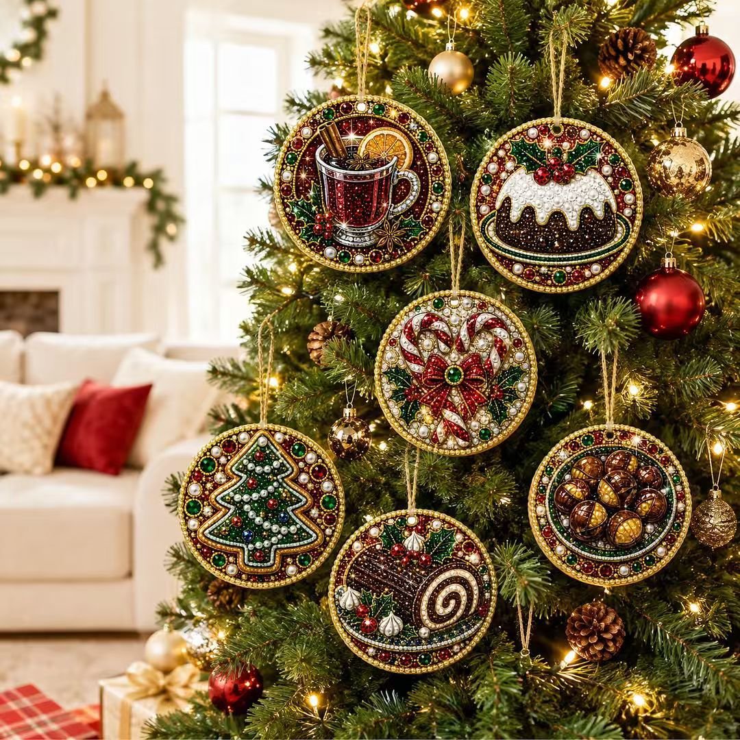 🎄LAST DAY 50% OFF 🦌 6-Pack Christmas Diamond Painting Ornament Kit | Make Beautiful Hand‐Made Decorations🎁