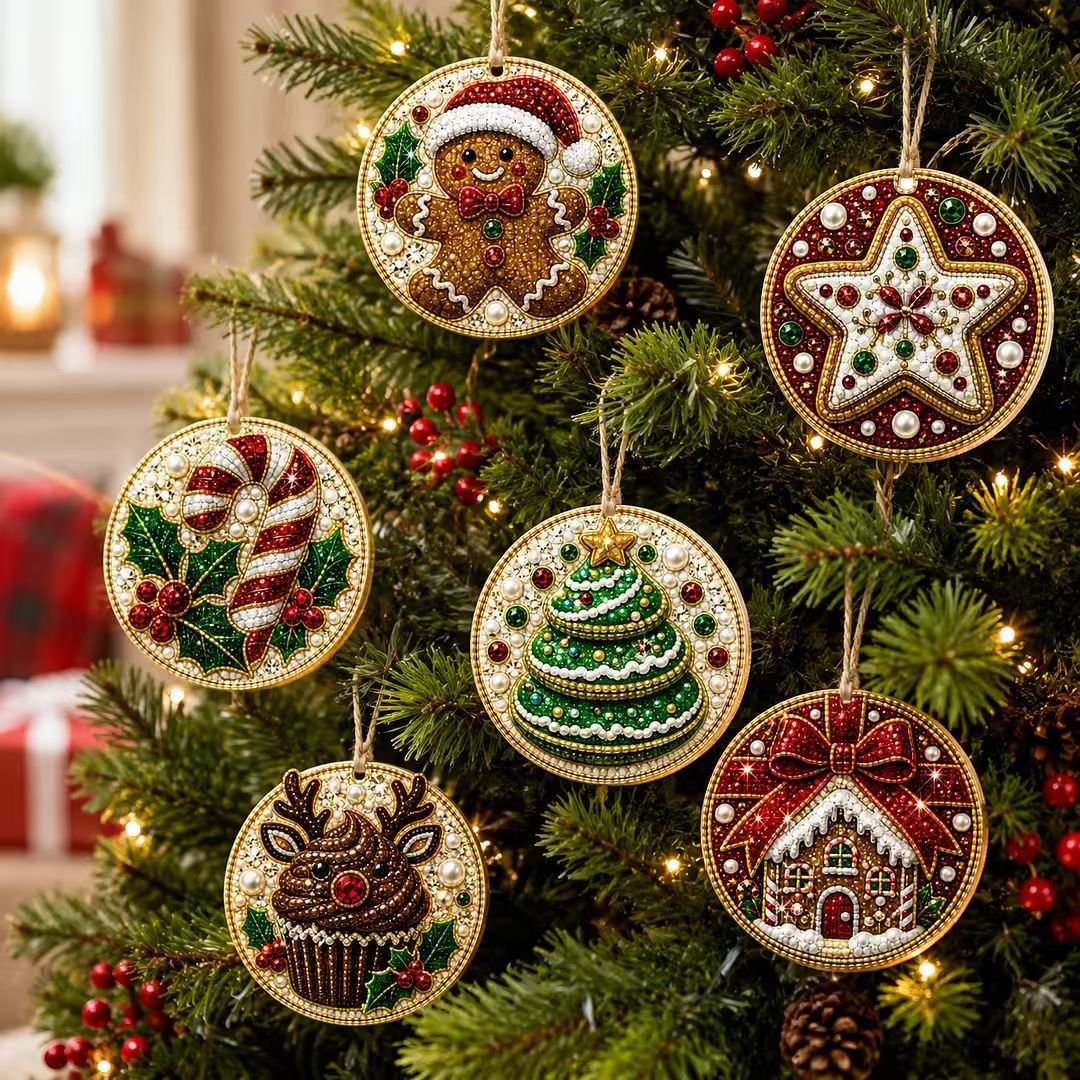 🎄LAST DAY 50% OFF 🦌 6-Pack Christmas Diamond Painting Ornament Kit | Make Beautiful Hand‐Made Decorations🎁
