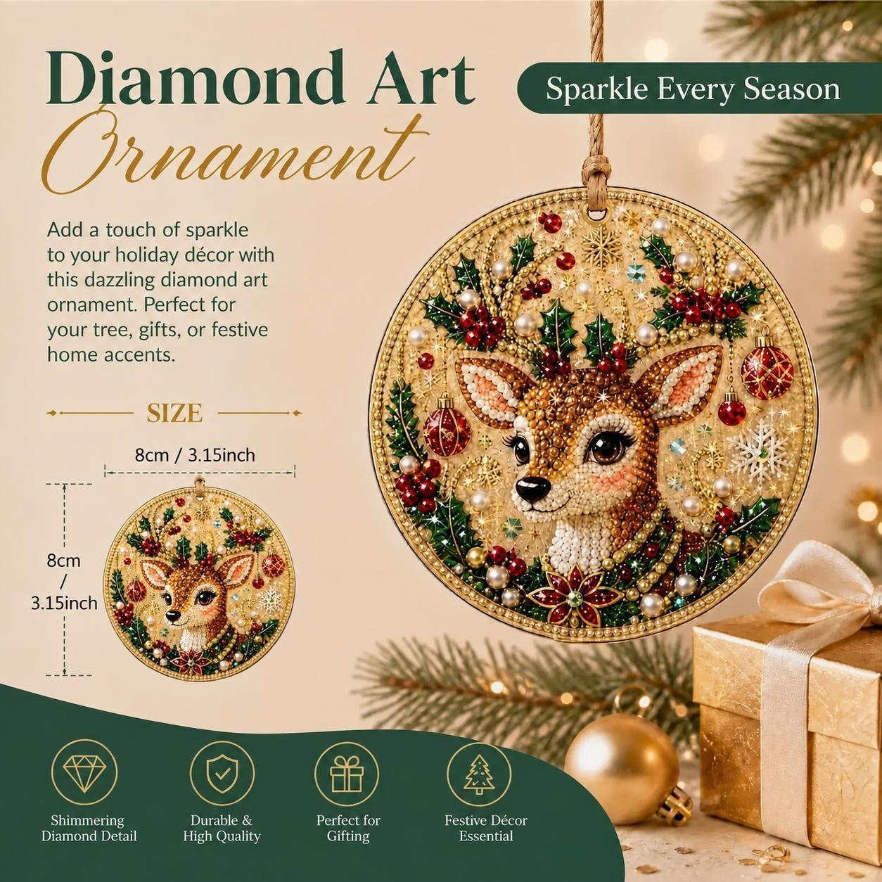 🎄LAST DAY 50% OFF 🦌 6-Pack Christmas Diamond Painting Ornament Kit | Make Beautiful Hand‐Made Decorations🎁