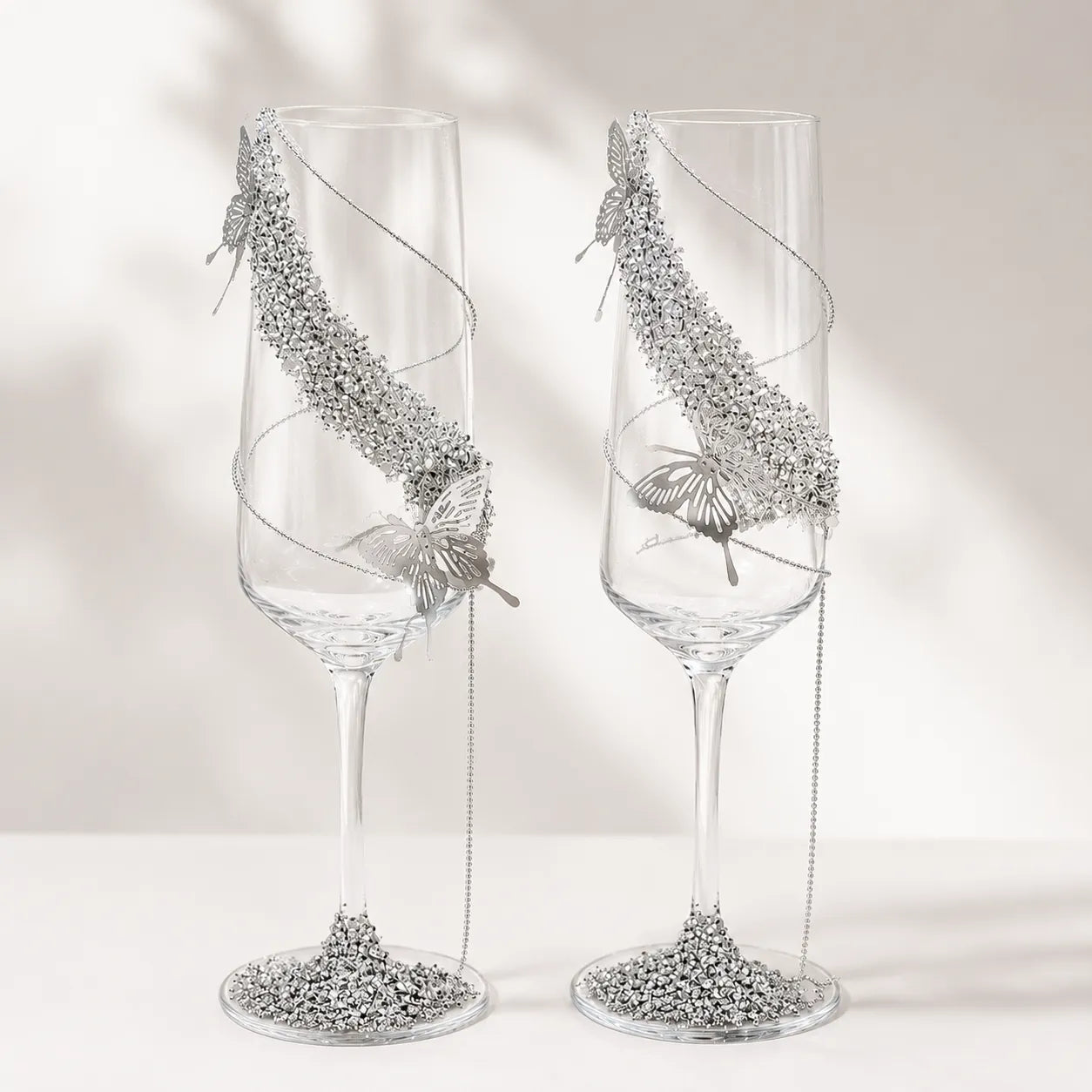 🔥 LAST DAY 50% OFF 🔥 DIY Crystal Rhinestone Butterfly Toast Champagne Flute Kit ✨