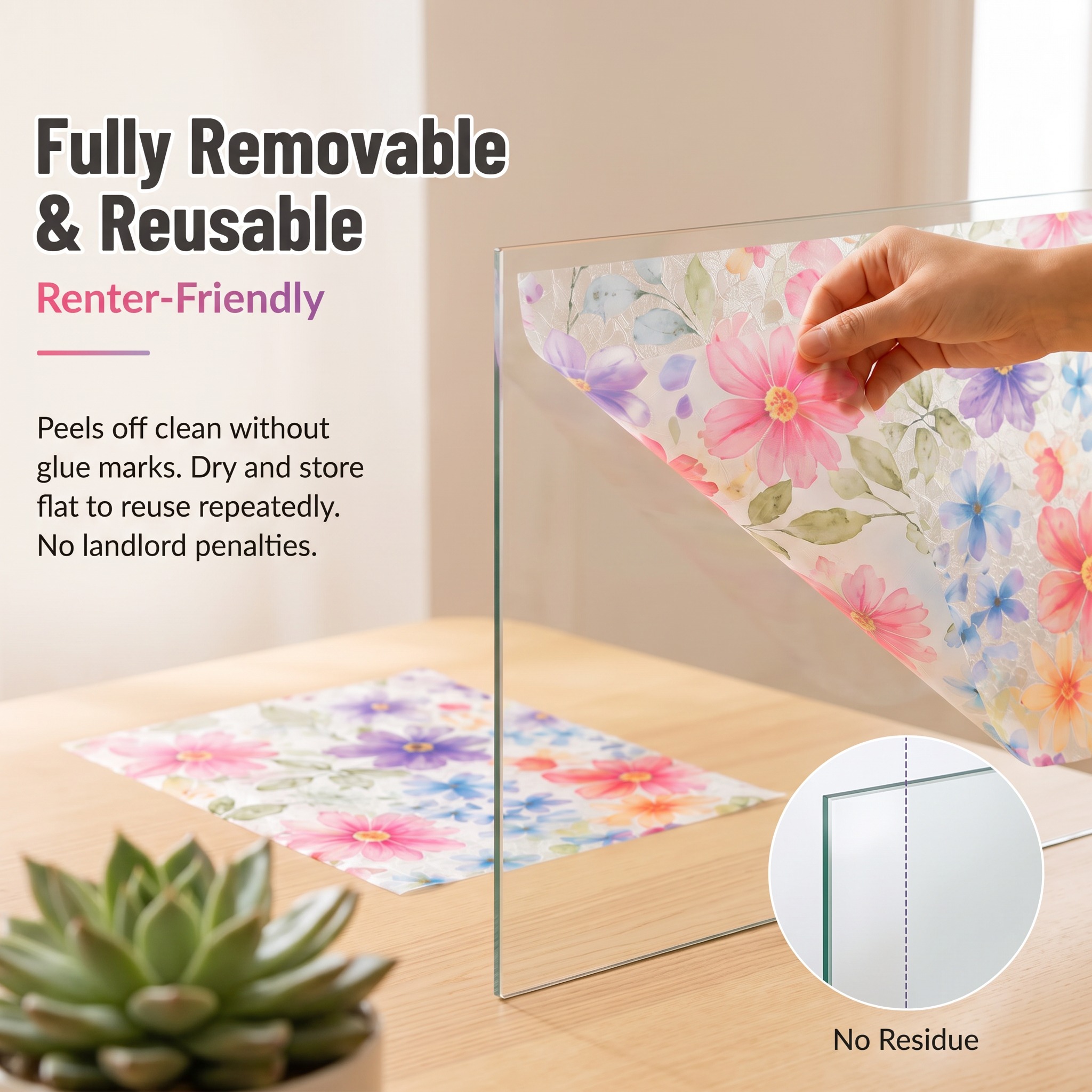 🌸Water-Activated Floral Static Window Clings🪟