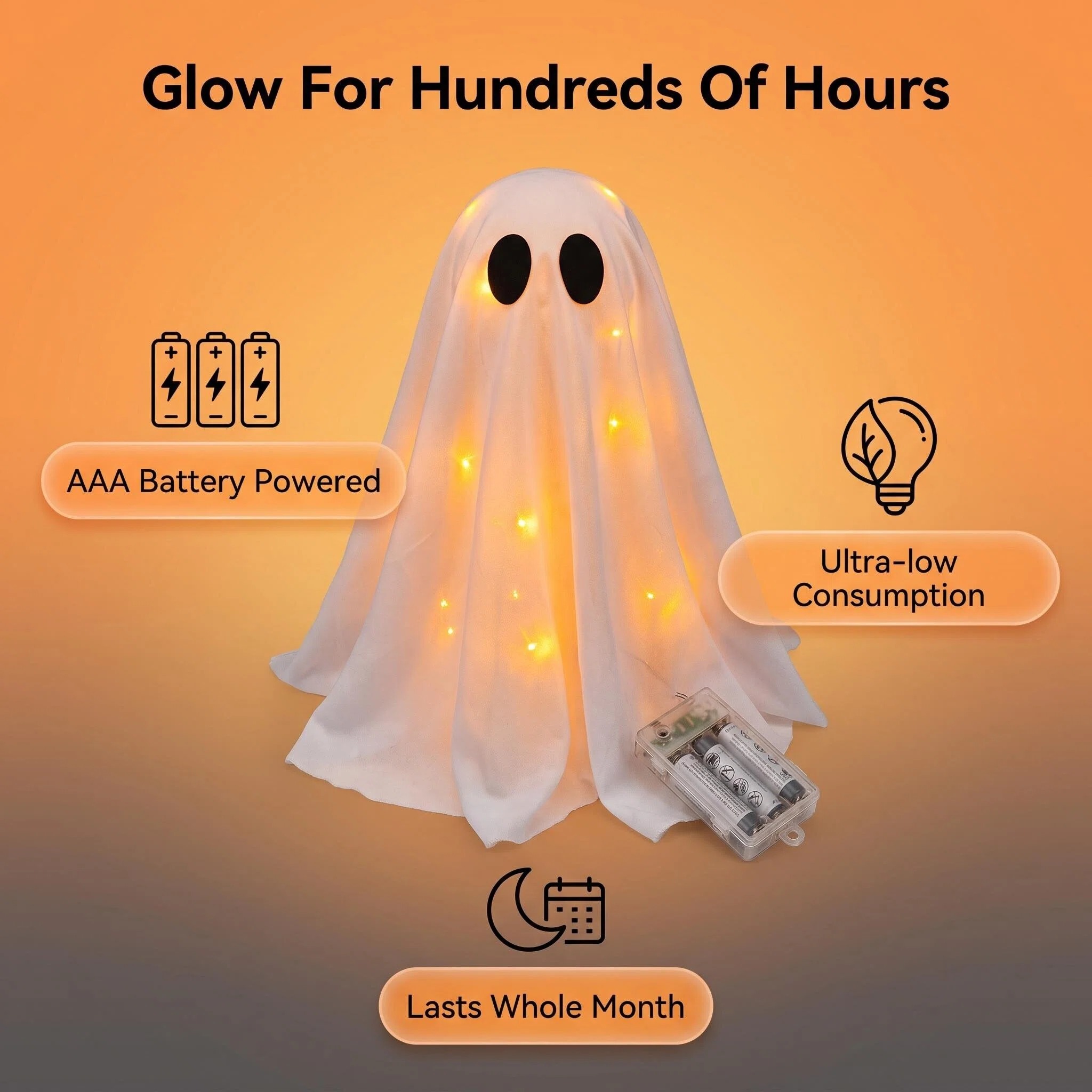 Swinging Ghost Halloween Decoration with LED Lights