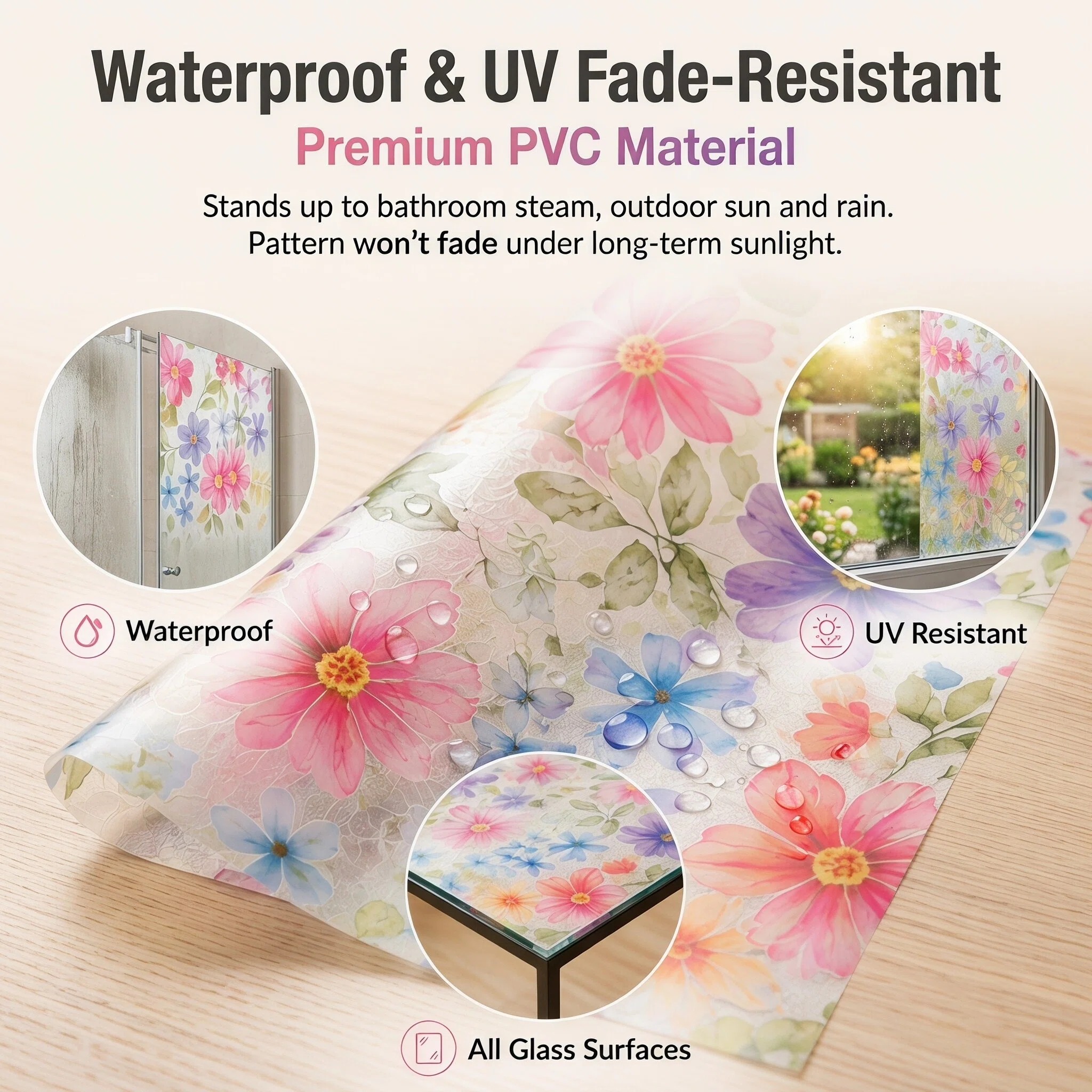 🌸Water-Activated Floral Static Window Clings🪟
