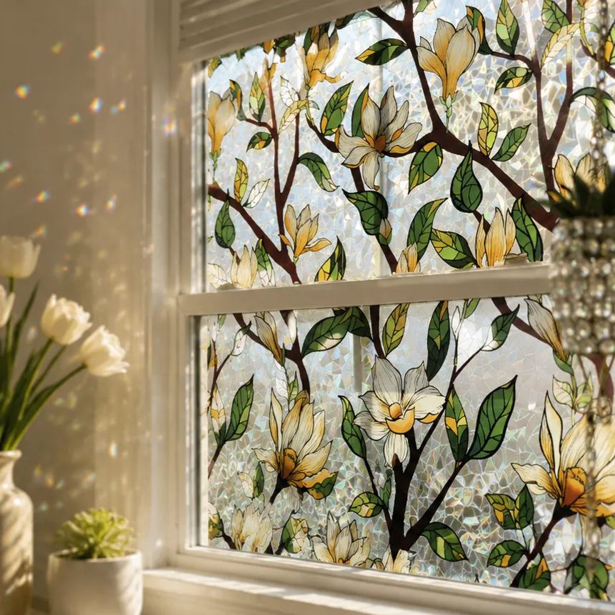 🔥Last Day 65%OFF🌸Floral Static Cling Window Film – No Glue Decorative Privacy Glass Sticker🪟
