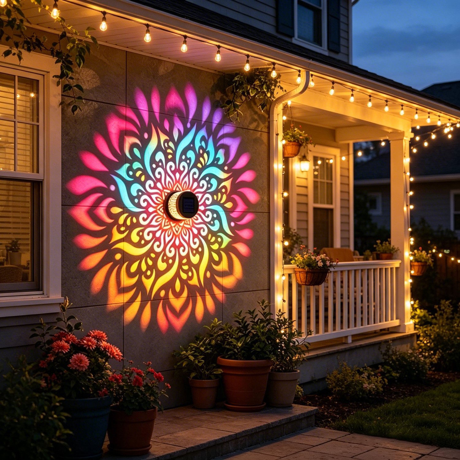 🔥65%OFF Today!🌞Solar Mandala Wall Light – Turn Your Outdoor Space Into Magical Night Art🌈