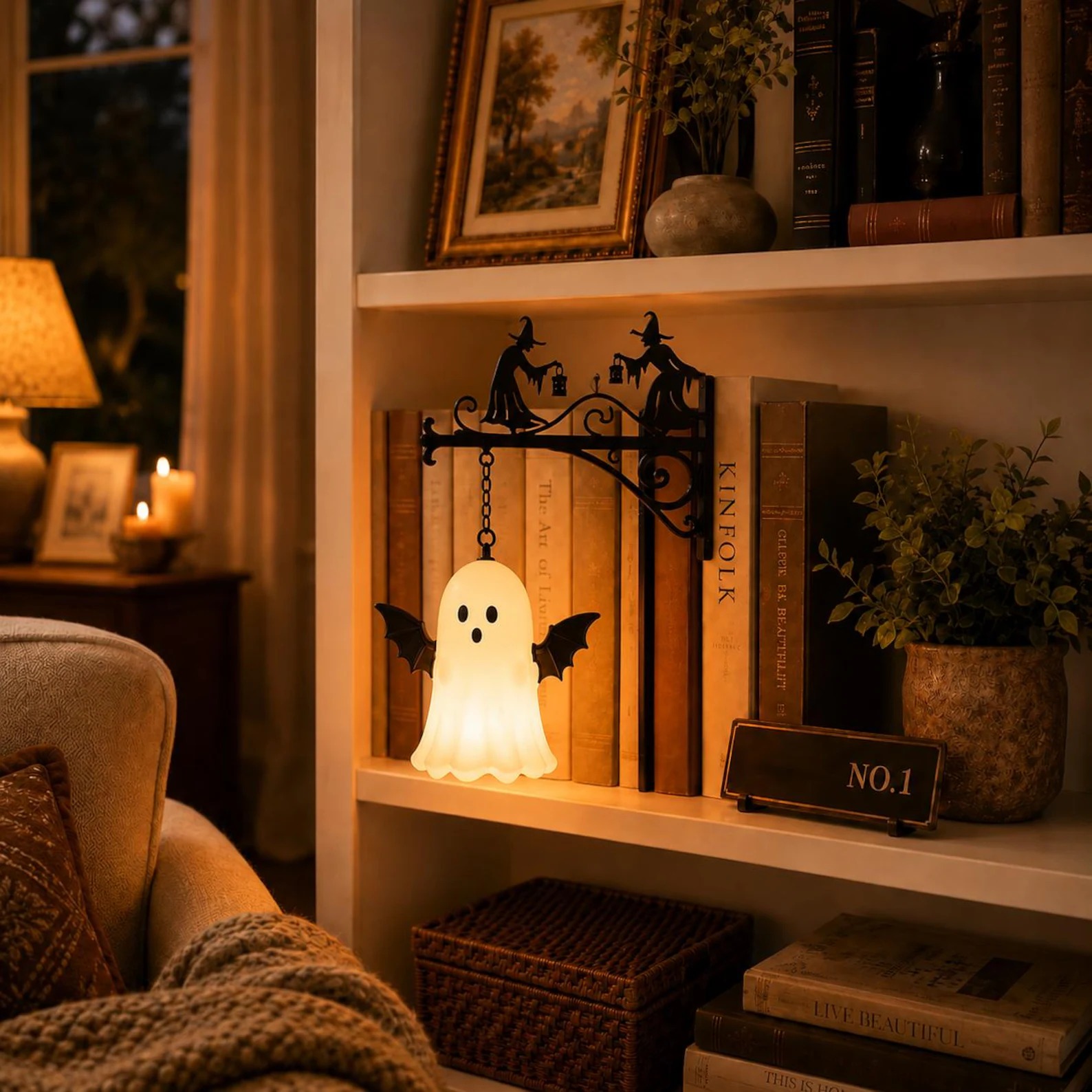 🕯️ Halloween Early Access 65% OFF – Vintage Gothic Bookend Lamp | Warm LED Shelf Light 📚👻