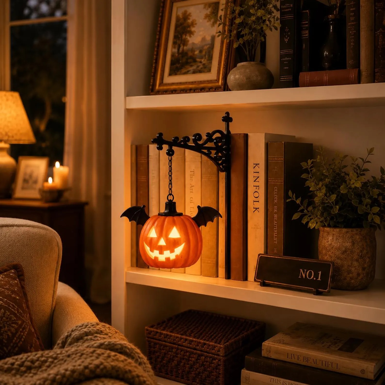 🕯️ Halloween Early Access 65% OFF – Vintage Gothic Bookend Lamp | Warm LED Shelf Light 📚👻
