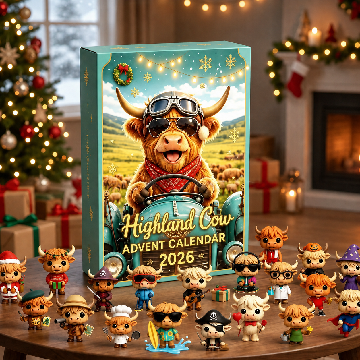 🎄 Early Bird 65% OFF – 2026 Highland Cow Advent Calendar | 24 Days of Christmas Surprises 🐮🎁