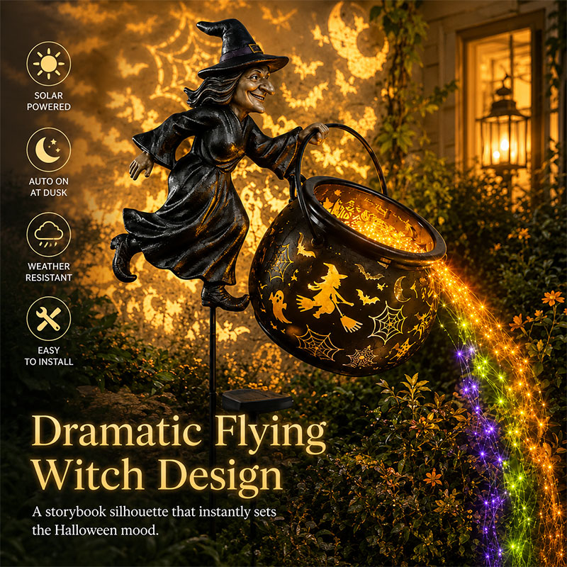 🎉 Save 60% Today🧙‍♀️Halloween Witch Cauldron Solar-powered Garden Light