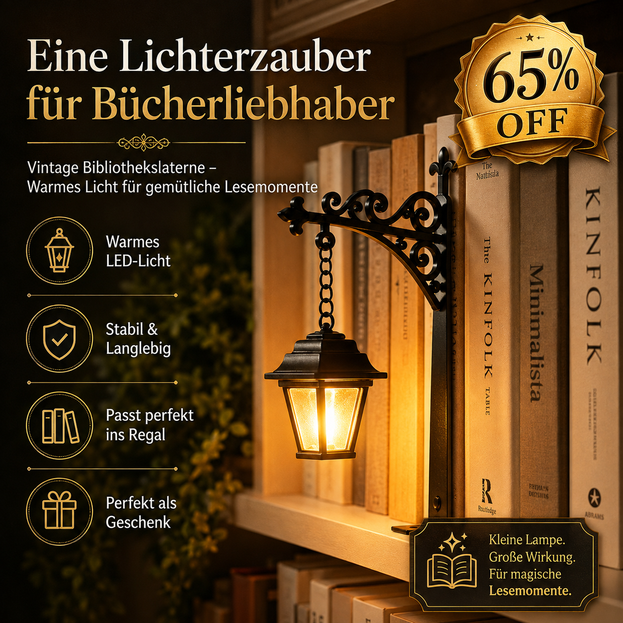 🕯️ Halloween Early Access 65% OFF – Vintage Gothic Bookend Lamp | Warm LED Shelf Light 📚👻