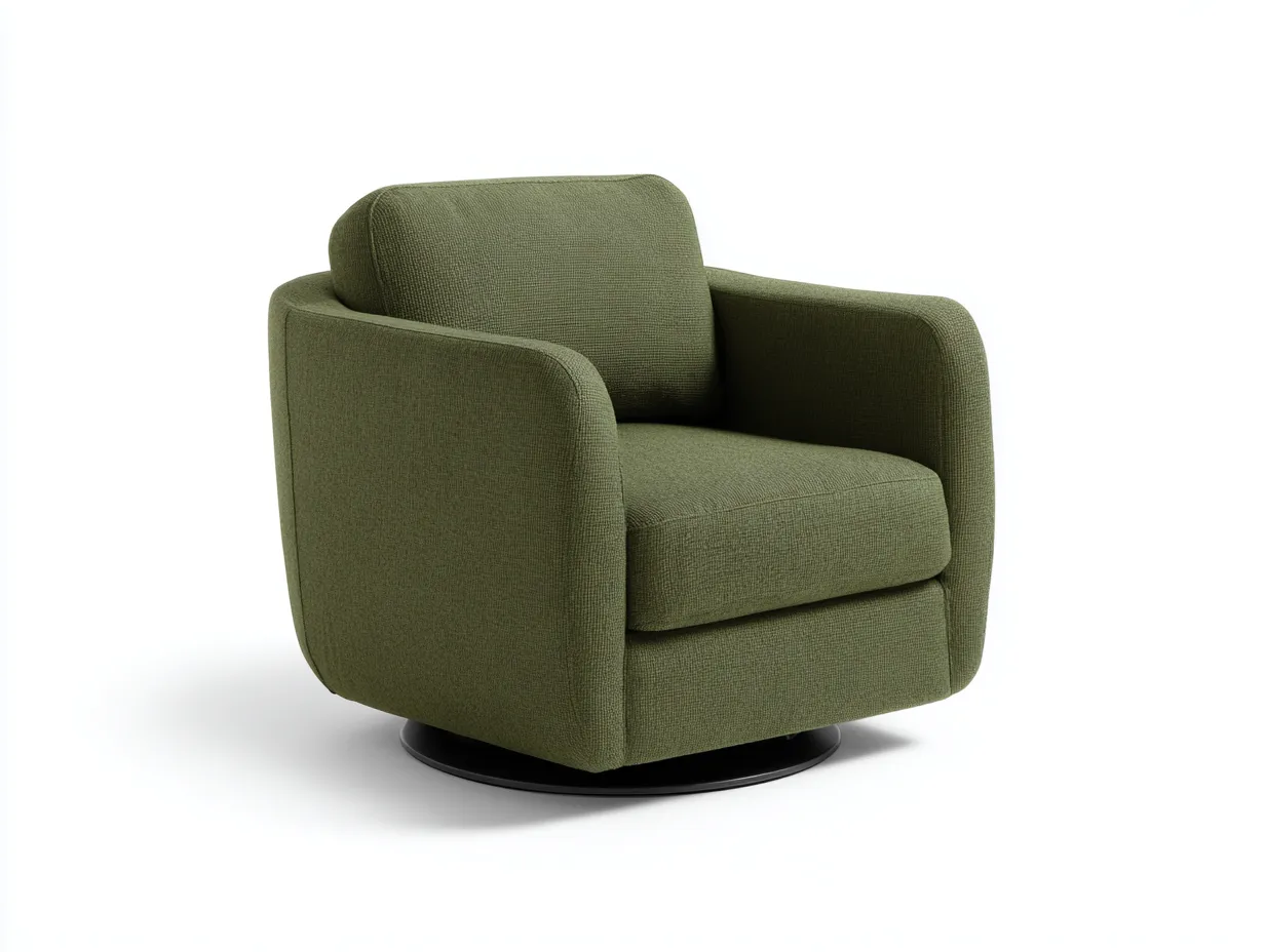 Sillón giratorio de tela 104x98x82 cm - verde oliva y negro - asiento profundo para salón