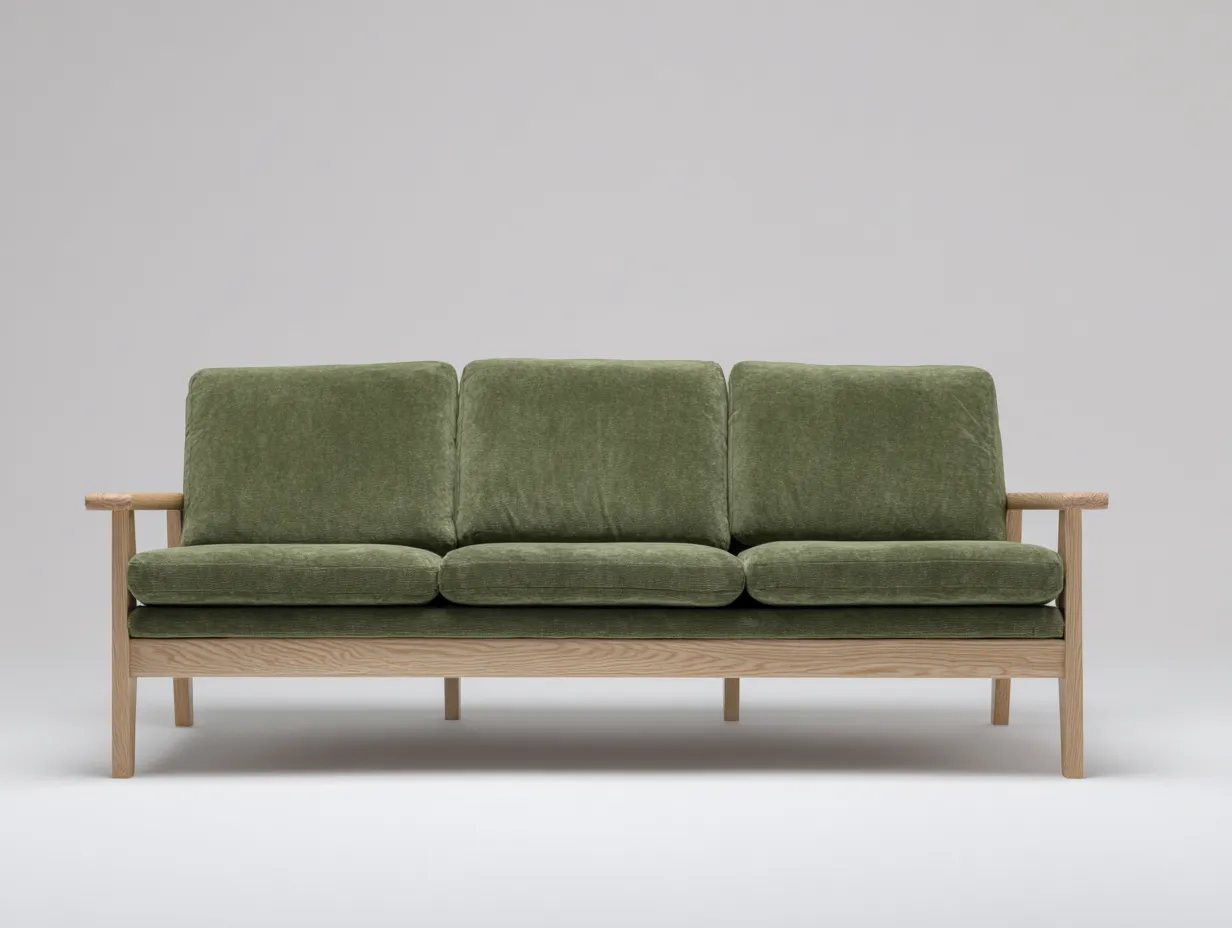 Sofá De Tres Plazas madera natural 205x82x78 cm - verde oliva - para exterior